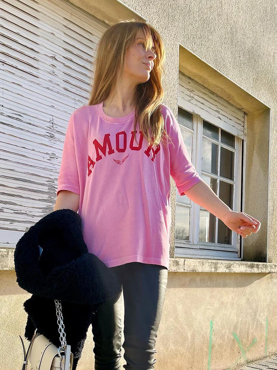 

Letter Pattern Graphic T-Shirt Woman 2022 Summer Cotton Cozy Classic Tee Shirt Femme Casual Vintage Rock Tshirt Tops Clothing