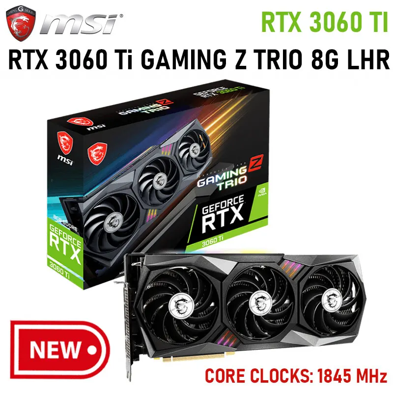 

MSI GeForce RTX 3060 Ti GAMING Z TRIO 8G LHR Graphics Card 256-bit HDCP 14000MHz GDDR6 8GB PCI-E4.0 GPU 3060Ti Video Card New