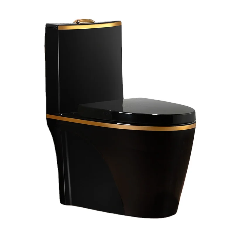 

Chinese Luxury Black Golden Sanitary Ware Bathroom Ceramic Colored Toilet Gold WC Toilet