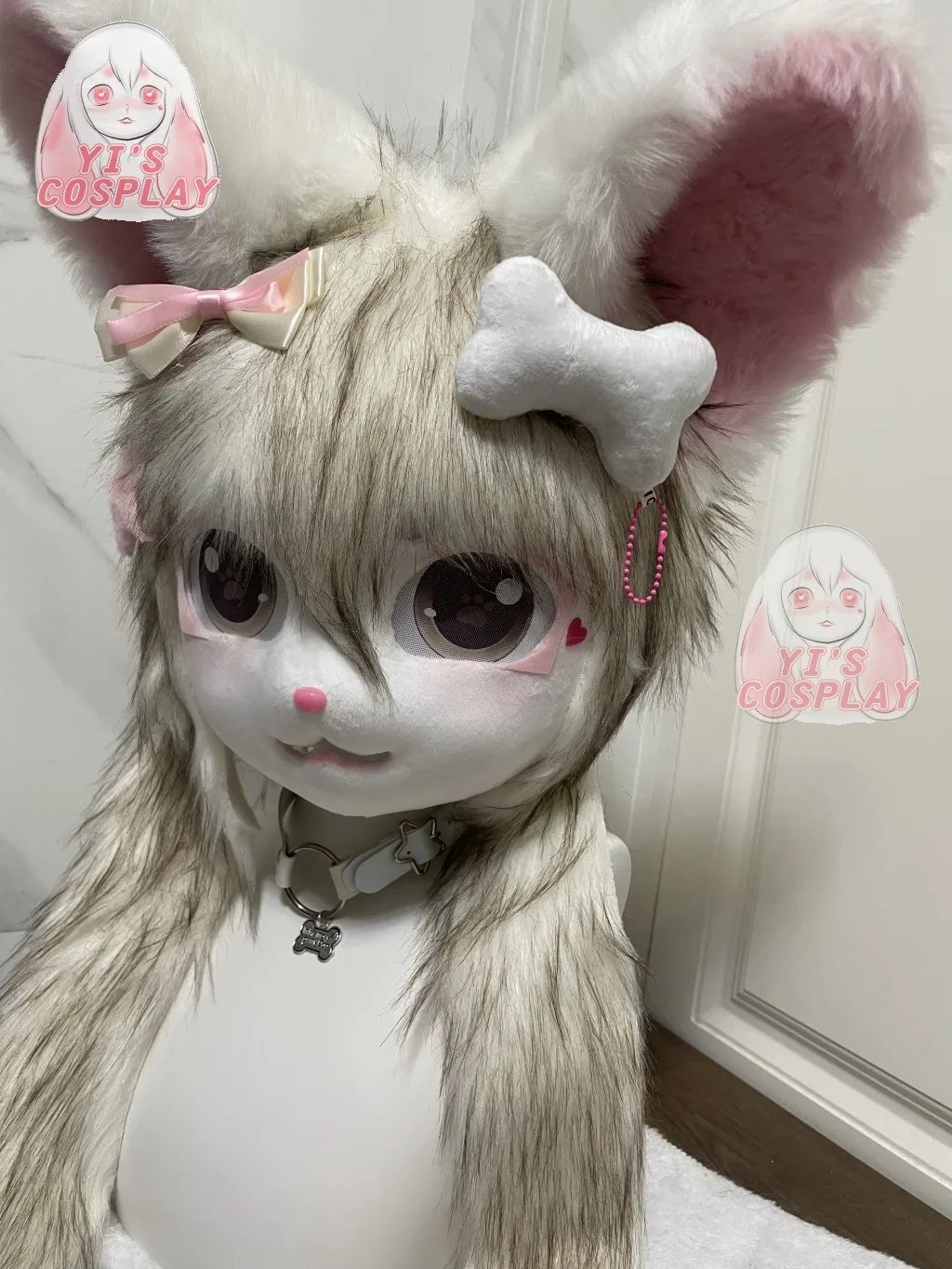 Yis косплей в продаже Просто одна левая пушистая голова кигуруми Kemono Fursuit
