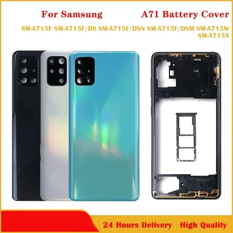 Полный корпус A71 4G Чехол для Samsung Galaxy A715 A715F Средняя рамка Батарея Задняя крышка