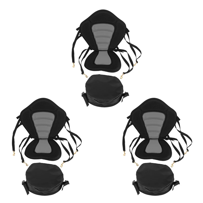 

3X Adjustable Padded Canoe Kayak Seat Kayak Backrest Seat With Back Pack Rest Bag