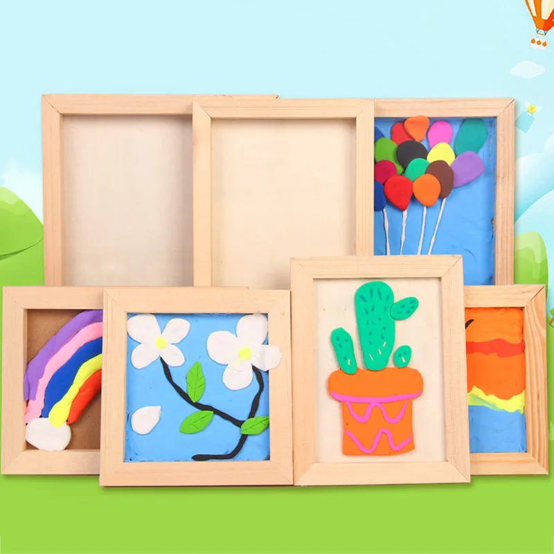 

Wooden Clay Frame Children's Pearl Snowflake Mud Three-dimensional Picture Frame Blank Art Puzzle Frame