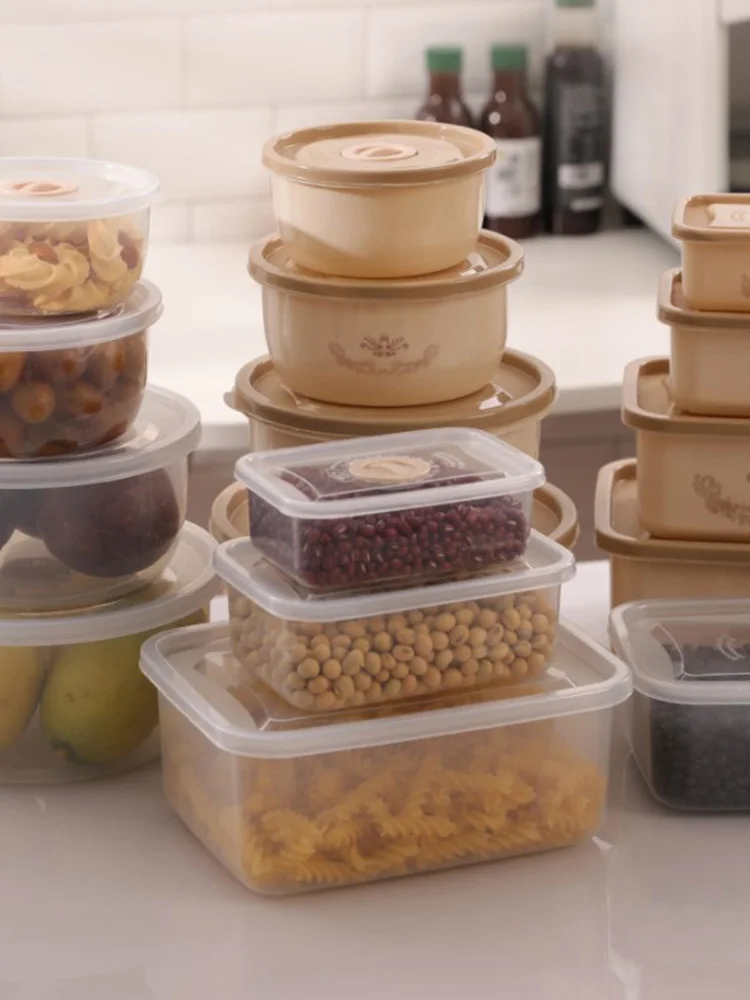 

4PCS/Set Fresh-keeping Storage Containers Plastic Sealed Grains Cans Food Storage Box Kitchen Items Refrigerator Organization