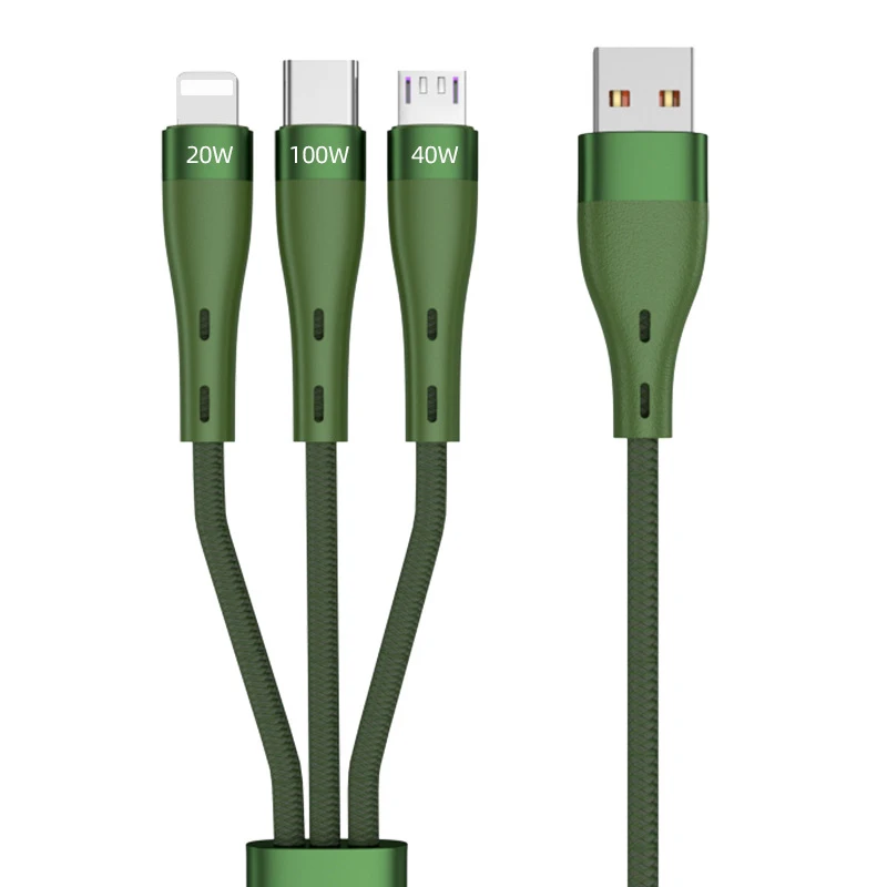 

Кабель зарядный 3-в-1 с USB Type-C на Micro USB, 100 Вт, 6 А