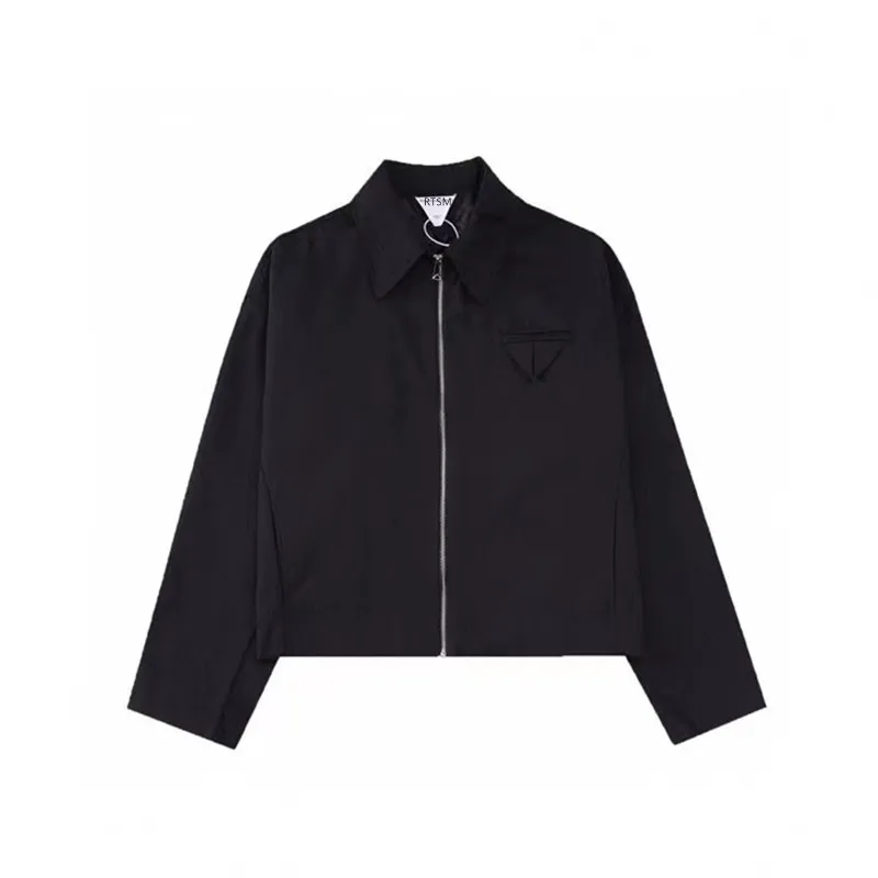 

New Arrival RTIM Checkered Twill Short Zippered Jacket with Triangular Logo Outerwear and Vb Style High Street Minimalist Top