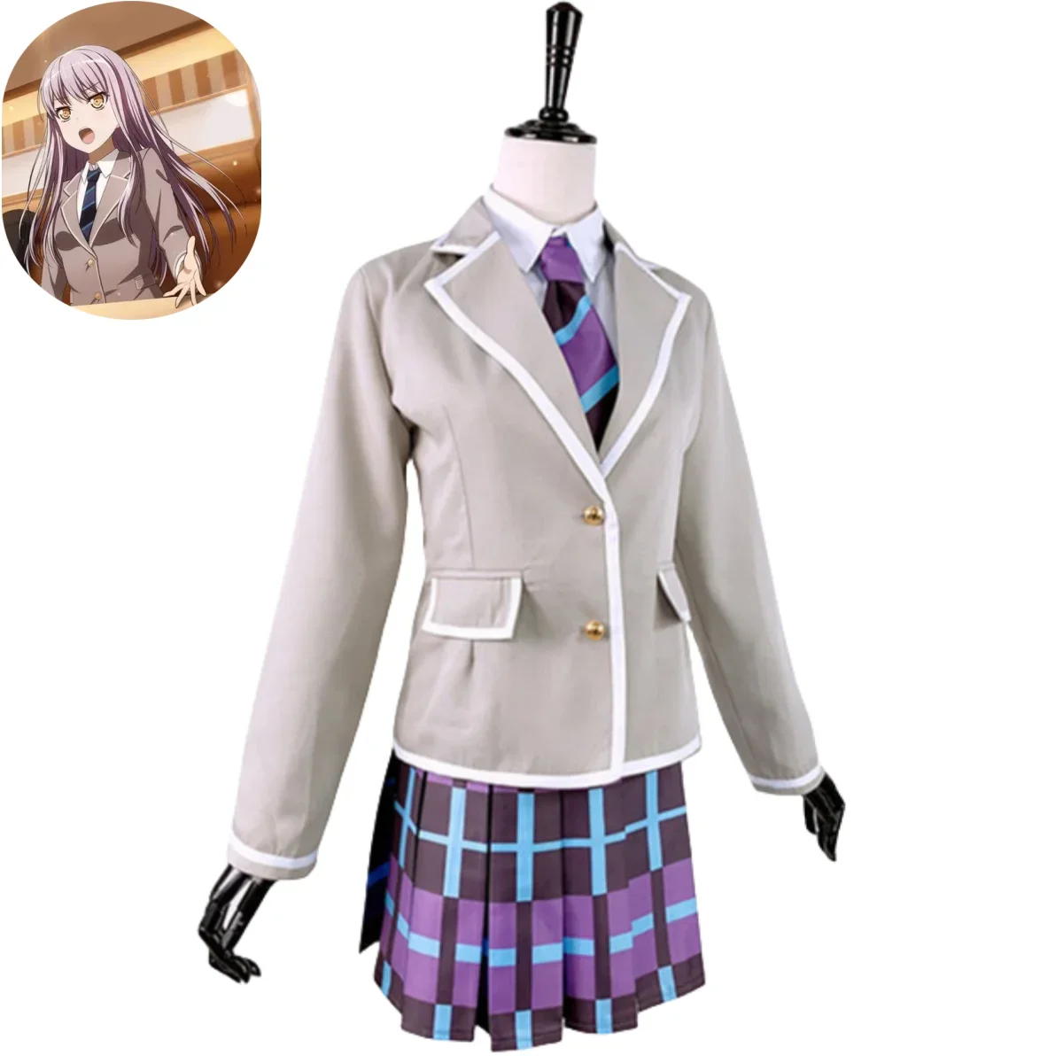 Аниме челка мечта! Костюм для косплея Yukina Minato парик Roselia школьная форма в японском