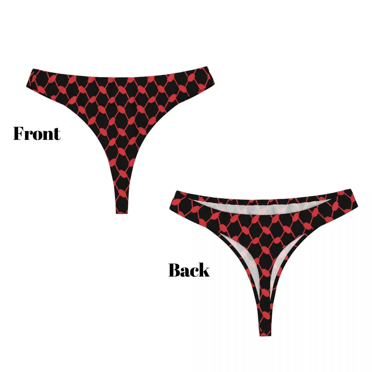 Custom Arabic Keffiyeh Traditional Pattern G-string Thong for Women Breathable Stretch Tatreez Embroidery Art Panties Underwear