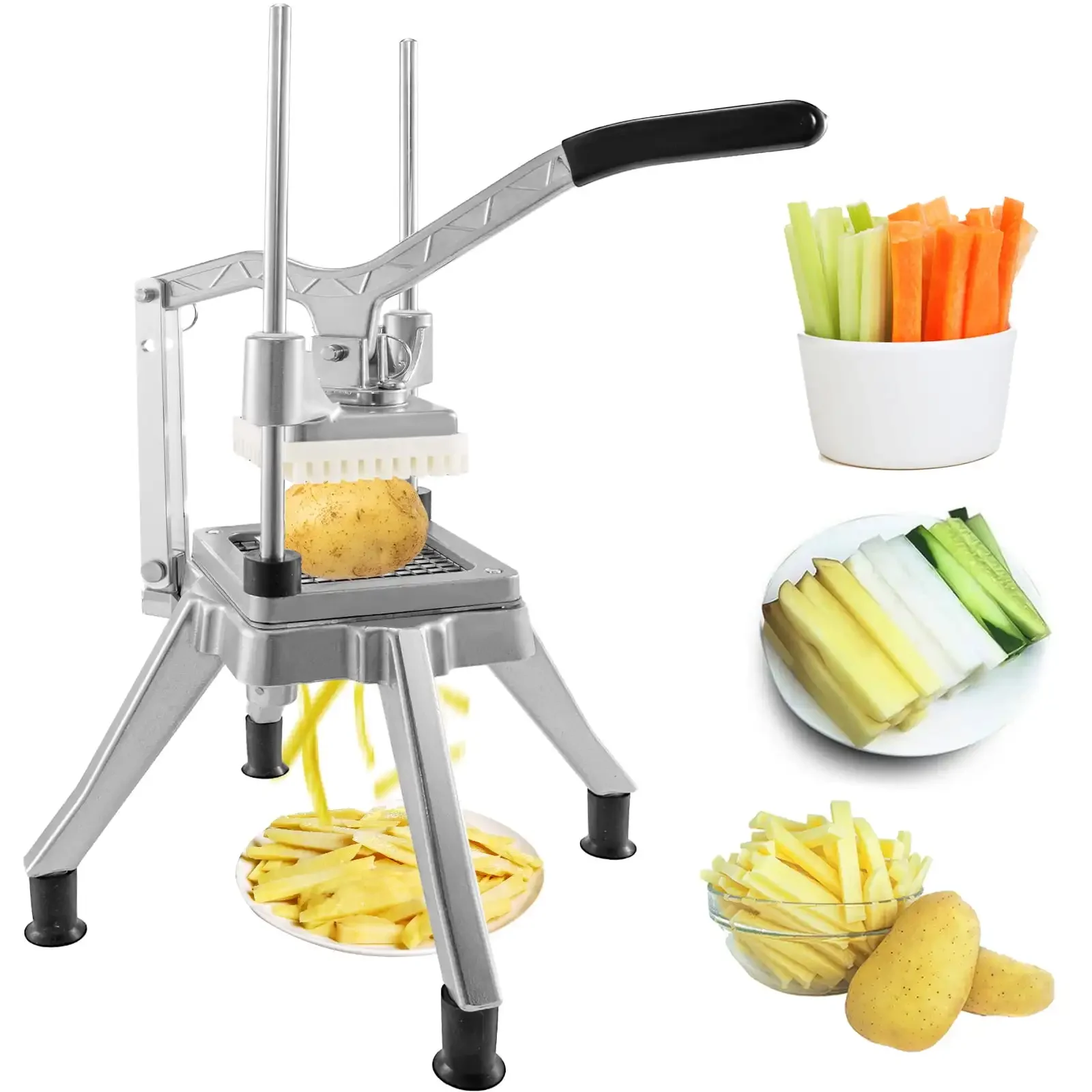 

VEVORbrand Commercial Vegetable Fruit Chopper 3/8in Blade Heavy Duty Professional Food Dicer Kattex French Fry Cutter Onion Slic