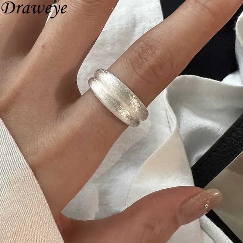 

Draweye Double Layer Rings for Women Silver Color Korean Fashion Anillos Mujer Simple Elegant Vintage Forefinger Jewelry