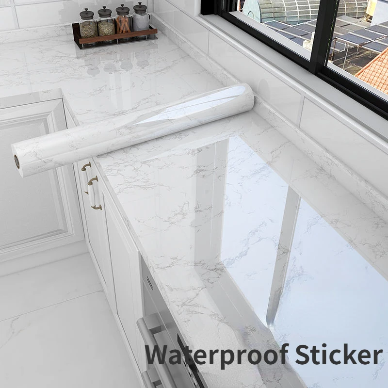 

Wall Adhesive Wallpaper for Kitchen Marble Pattern Oil-proof Stickers Kitchen Stove PVC Wallpaper Home Decor Waterproof Film