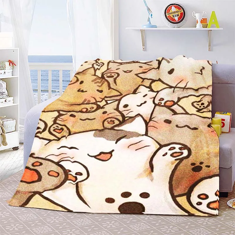 

Cartoon Cat Super Cute Blanket Lightweight Bedding Super Soft Worm Flannel Blanket for Bed Living Room Sofa Sofa Adult