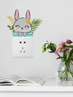 cartoon animal rabbit wallpaper switch paste living room bedroom decorative wall paste self adhesive wall sticker