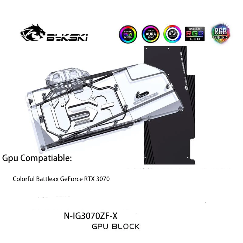 

Bykski GPU Water Block For Colorful GeForce RTX 3070 NB-V, Graphics Card Liquid Cooling,With Backplate VGA Cooler, N-IG3070ZF-X