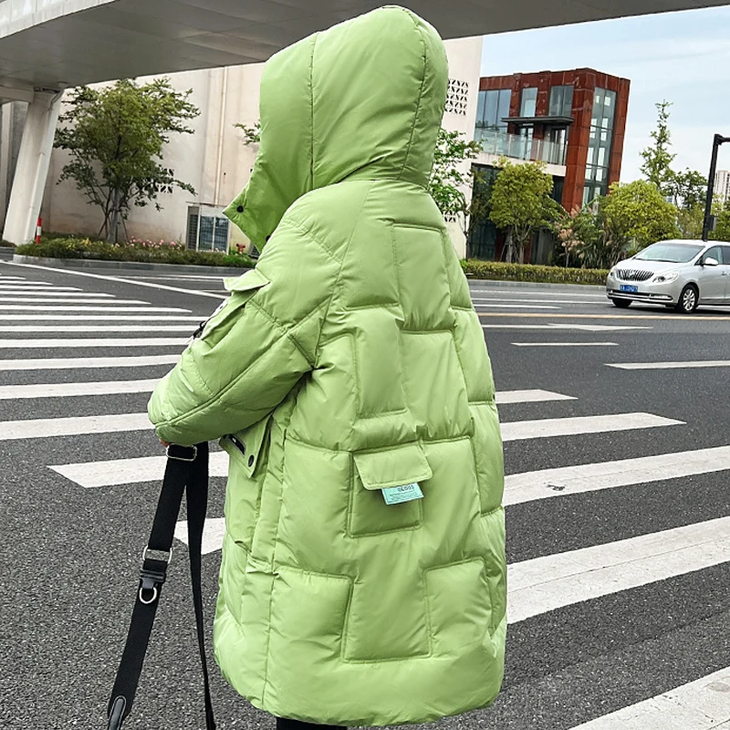 2022 winter new padded coat women's thickened loose warm coat mid-length bread coat winter hooded women's padded jacket