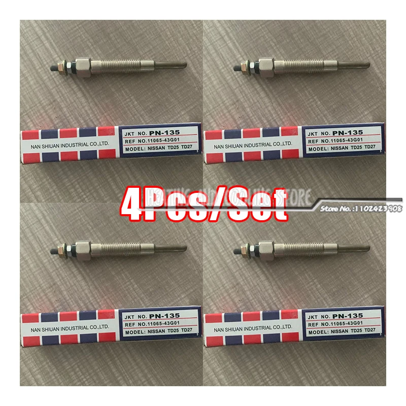 

4 шт., Свеча заглушки для дизельного нагревателя, автомобильный нагреватель, Свеча заглушки для Nissan Urban 2003 /TD25/TD27/PN-165/11065-43G01, аксессуары для модификации
