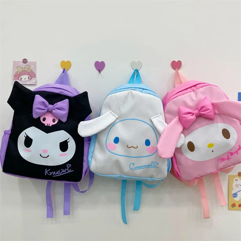 

New Sanrio Kuromi Cinnamoroll Melody Backpacks Kawaii Anime Cartoon Bag Cute Girl Large Capacity Schoolbag Kids Birthday Gift