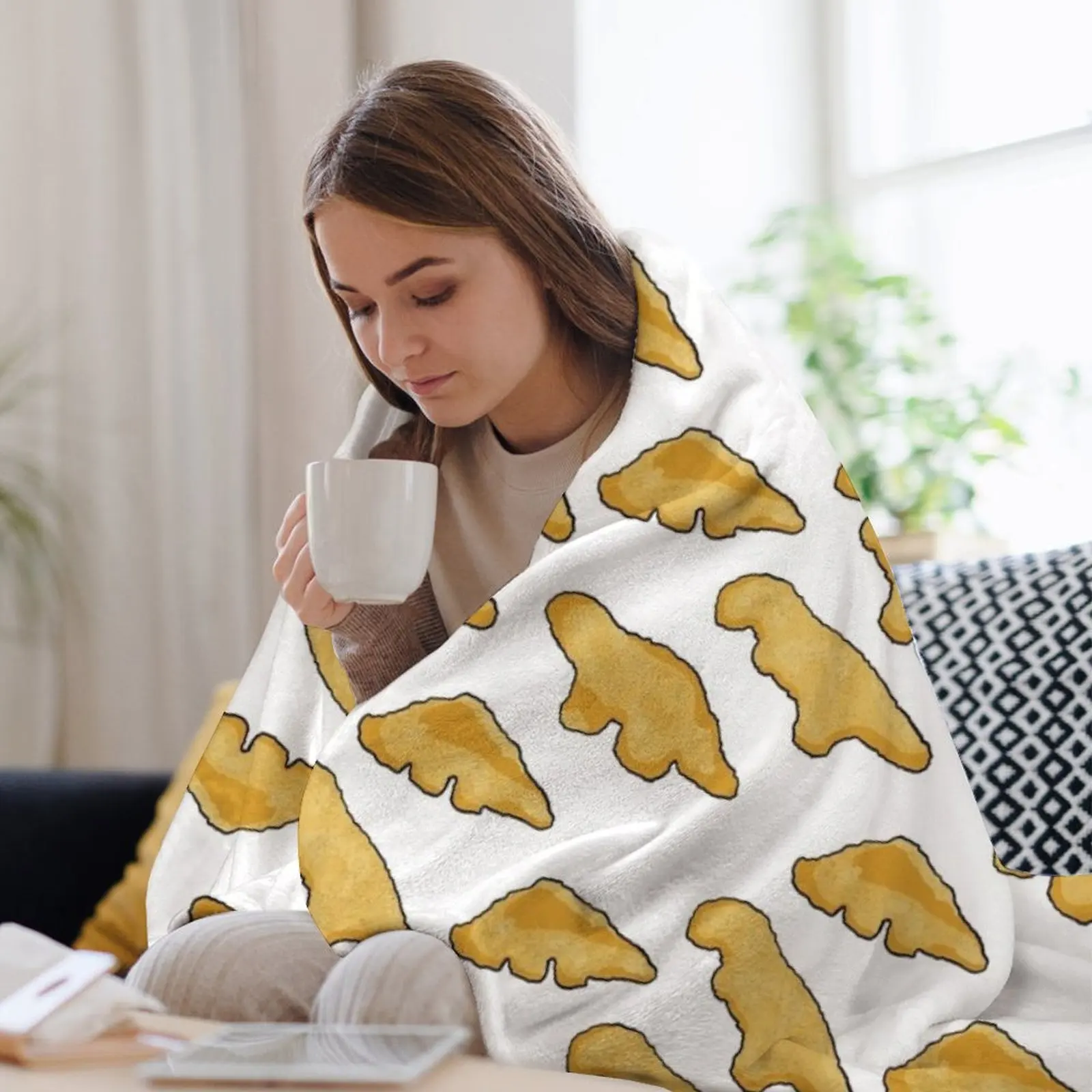 Одеяло с рисунком Dino Chicken Nuggets красивые одеяла для малышей