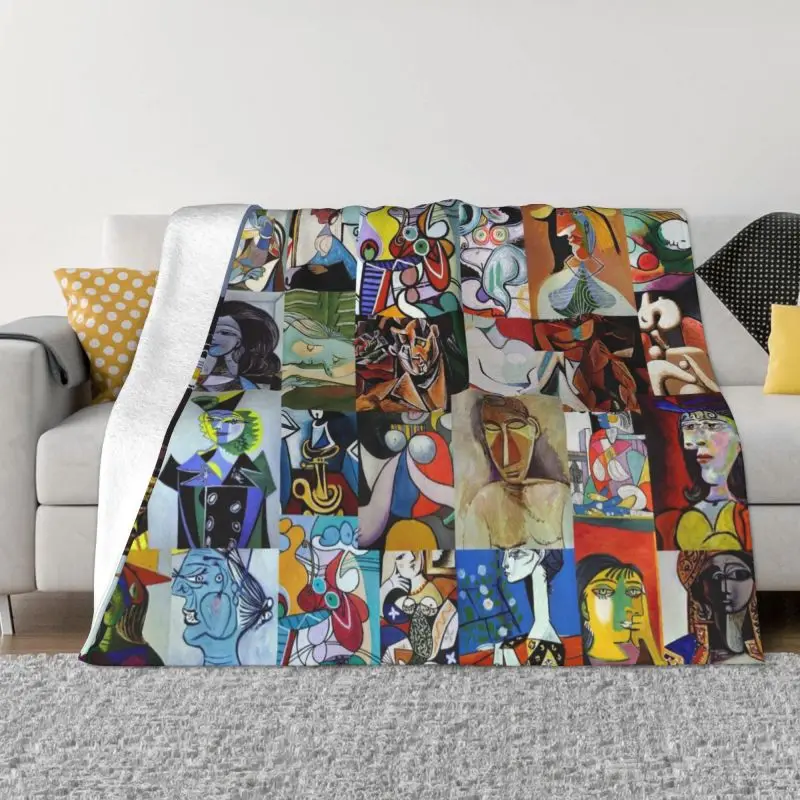 

Мягкое Флисовое одеяло с рисунком Пабло Пикассо, весеннее теплое Фланелевое художественное одеяло для дивана, для улицы