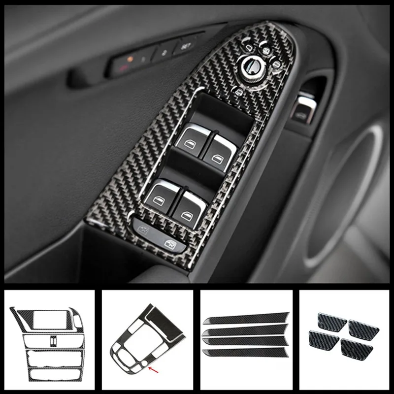 Carbon Fiber Console Navigation Frame CD Panel Trim For Audi A4 A5 S5 S4 B8 Interior Gear Shift Decoration Cover Stickers