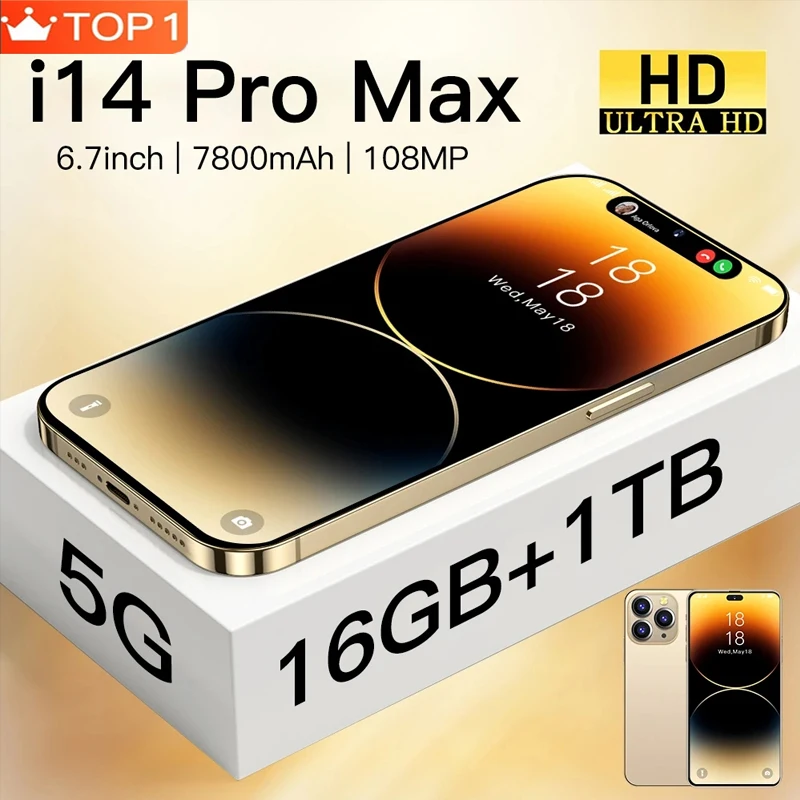 

Новинка 2023, смартфон 14 Pro Max с разблокировкой по отпечатку пальца, 5,7-дюймовый полноэкранный телефон с распознаванием лица, телефон 6,7 мАч, глобальная версия