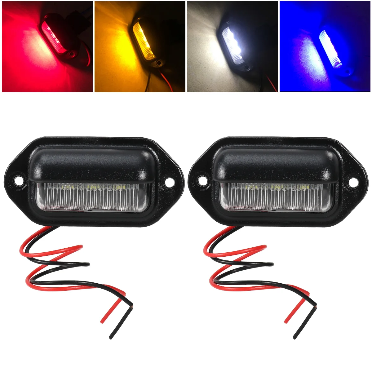 

WINOMO 2PCS Car LED License Plate Tag 12V Side Marker Lights or Convenience Courtesy Door Step Lamp (Black)
