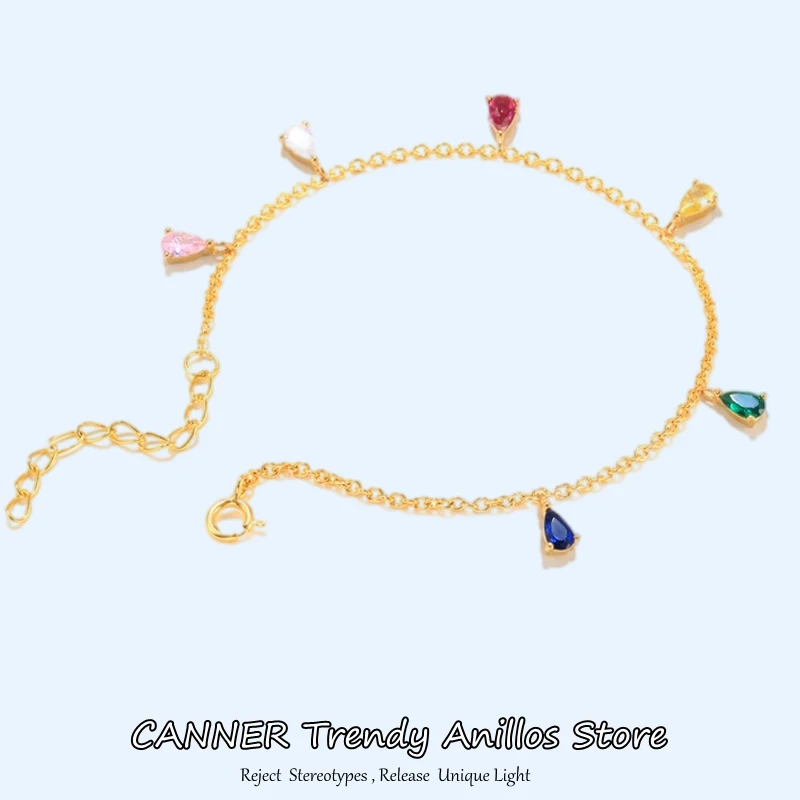 

Женский браслет-цепочка из серебра 925 пробы с разноцветным цирконием