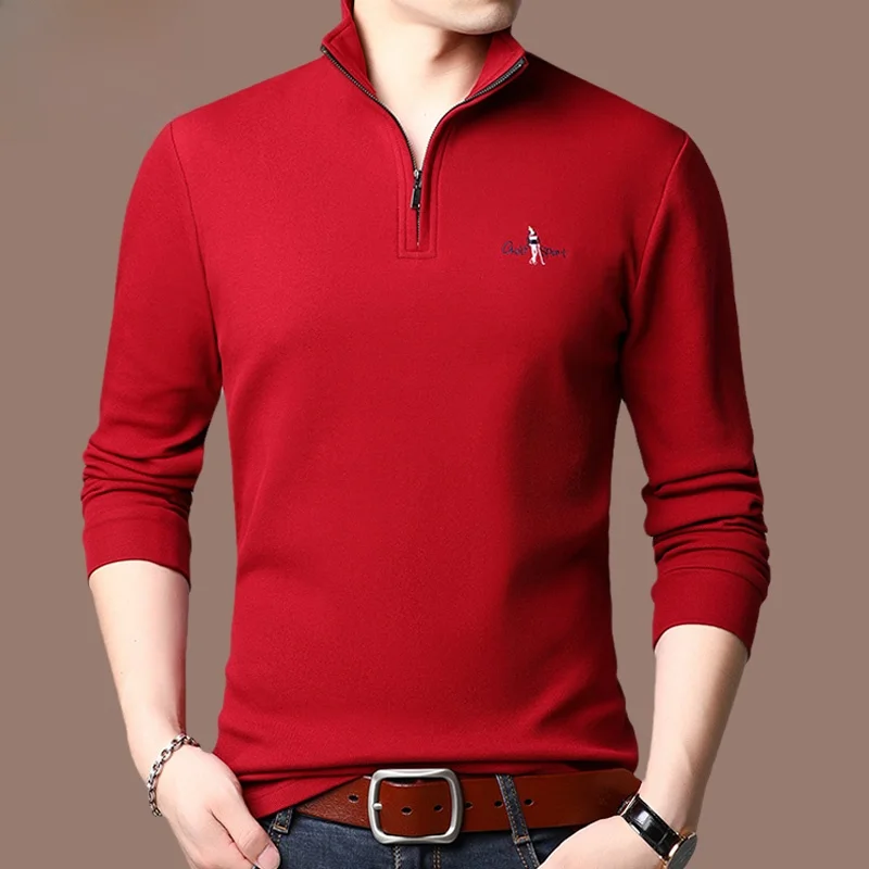 Новая мужская рубашка Qiamania с длинными рукавами и воротником-стойкой из чистого