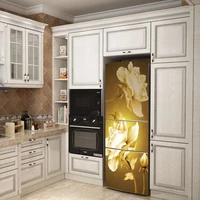 elegant flower stickers to cover fridge waterproof peel and stick refrigerator sticker door film kitchen decor art home decor