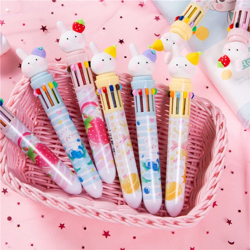 

10 Colors Cute Cartoon Panda Ballpoint Pen School Office Supply Stationery Papelaria Escolar Multicolored Pens Colorful Refill
