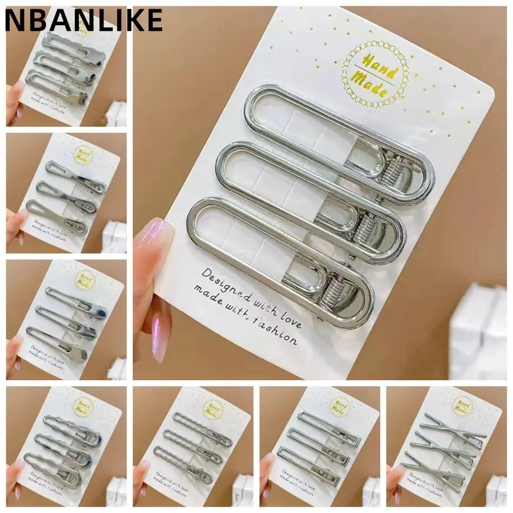 

3PCS/Set Geometric Metal Hair Clips 6cm Hollow Hairpin Y2K Duckbill Clip Hair Accessories For Women
