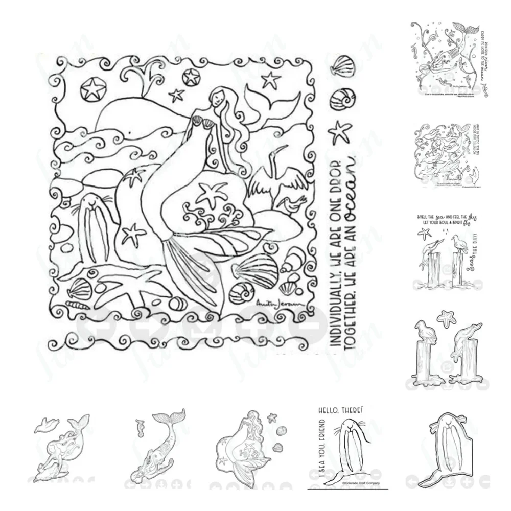 

Mermaid Shaped Stamps Cutting Dies Set for Diy Craft Making Greeting Card Scrapbooking Decoration Molds Stencil Embossing Folder