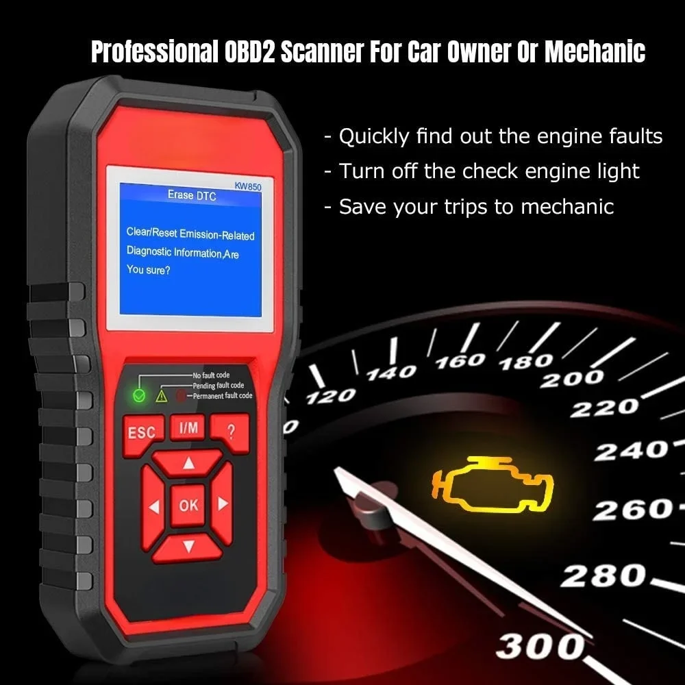 Профессиональный сканер OBD2 KW850 автоматический считыватель кодов