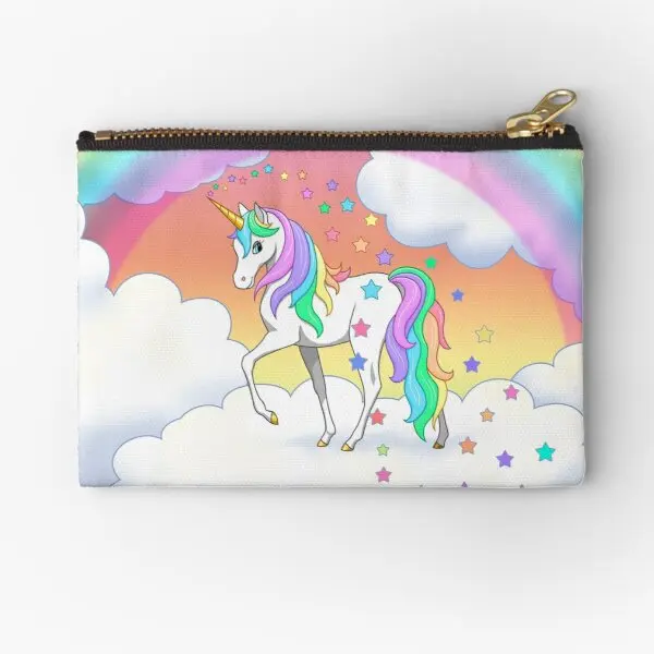 

Pretty Rainbow Unicorn Clouds Colorful F Zipper Pouches Pure Coin Socks Women Bag Storage Cosmetic Wallet Pocket Money Small