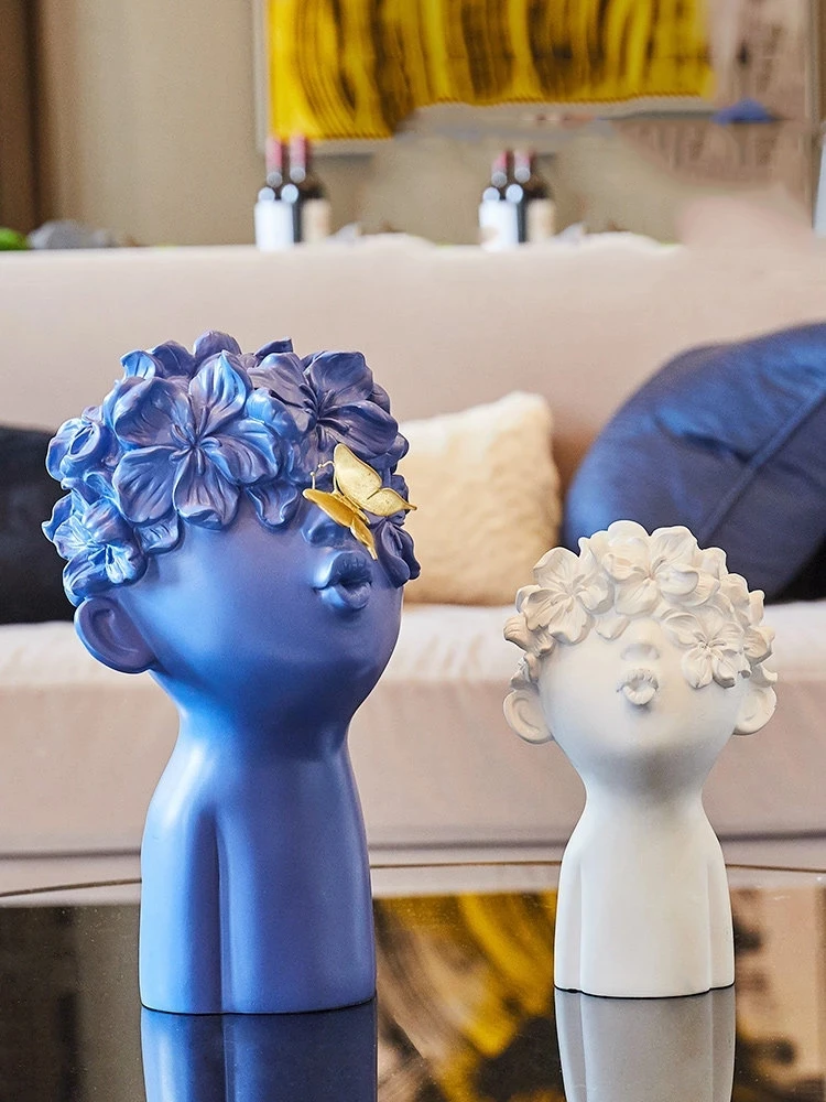 

Butterfly Boy Figurines Ornaments Kawaii Decor Home Room porch wine Table Head Statues Crafts Art Office Desktop Accessories