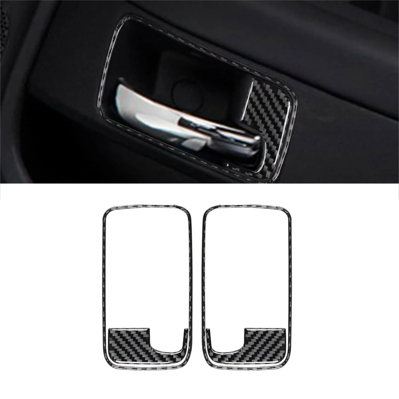 2pcs Carbon Fiber Car Door Armrest Handle Cover Trim Door Bowl Frame Sticker For Dodge Challenger 2008-2014 Accessories Interior