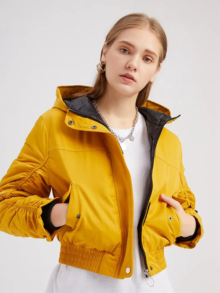 

2022 новая осенне-зимняя свободная хлопковая однотонная Повседневная куртка с капюшоном и воротником, с длинными рукавами