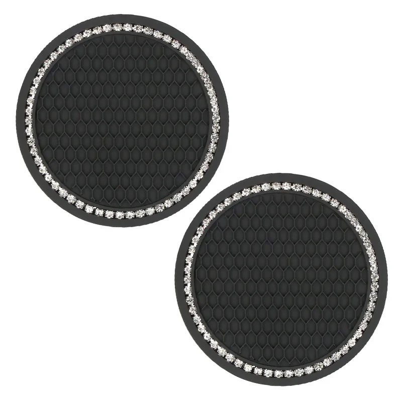 

2PC Car Coasters PVC Texture Soft Glue Portable Anti-slip Cup Holder Mat Anti-deform Comfortable Touch Car Interior Accessories