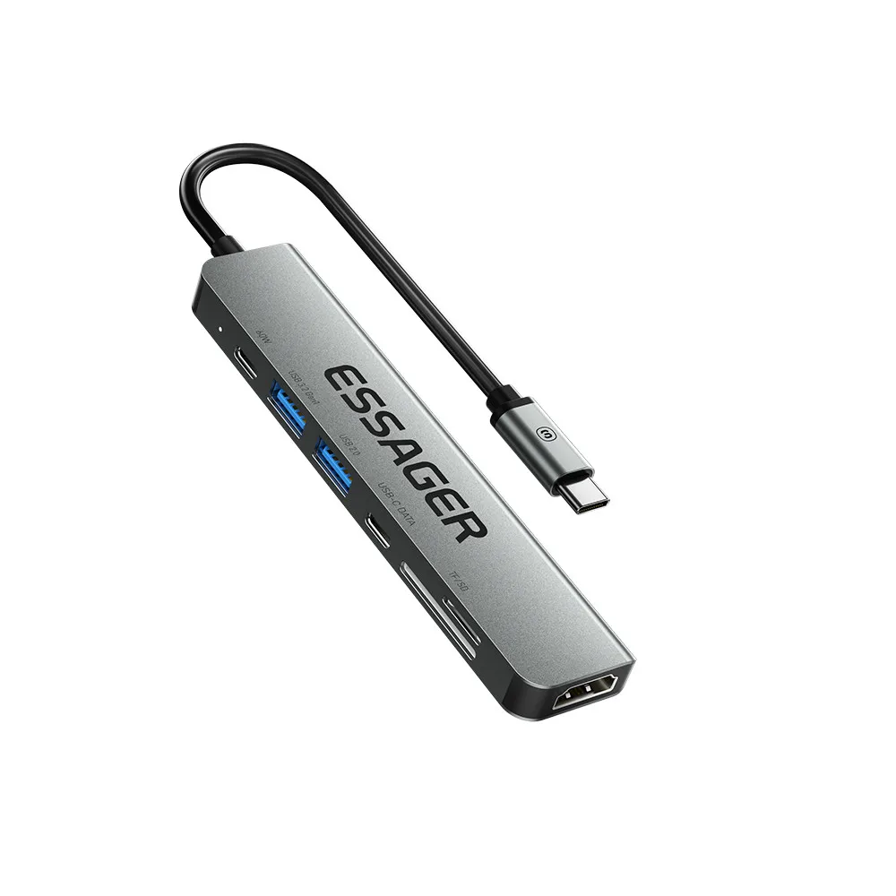

7 In 1 Hub USB Type-C to HDMI-Compatible Laptop Dock Station for Macbook Pro Air M1 M2 Extensor Usb 3.0 Adapter Splitter