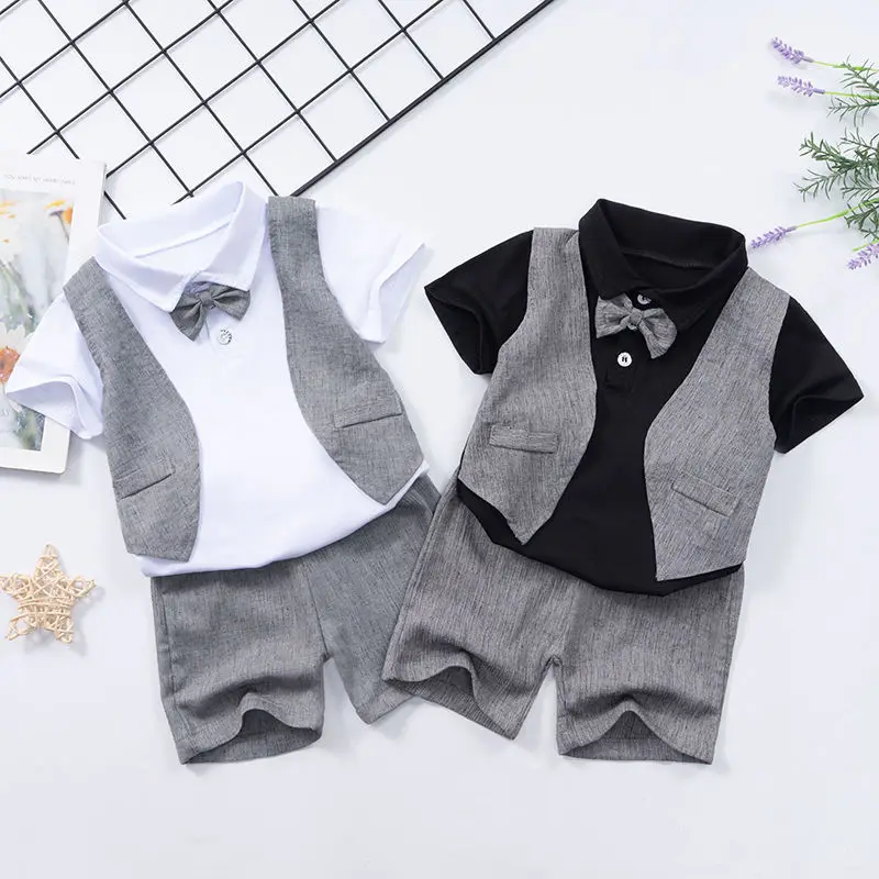 IENENS Baby Boys Short Sleeve Shirt + Shorts Suits Summer Birthday Party Clothes Sets 1 2 3 4 Years Kids Cotton Clothing Outfits