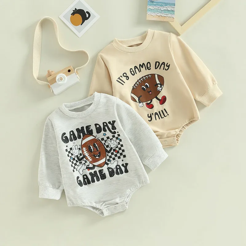 

New born Items Baby Girl Boy Clothes Bodysuits Football Season Long Sleeve Cartoon Jumpsuits For Baby Clothing 0 to 18 Months