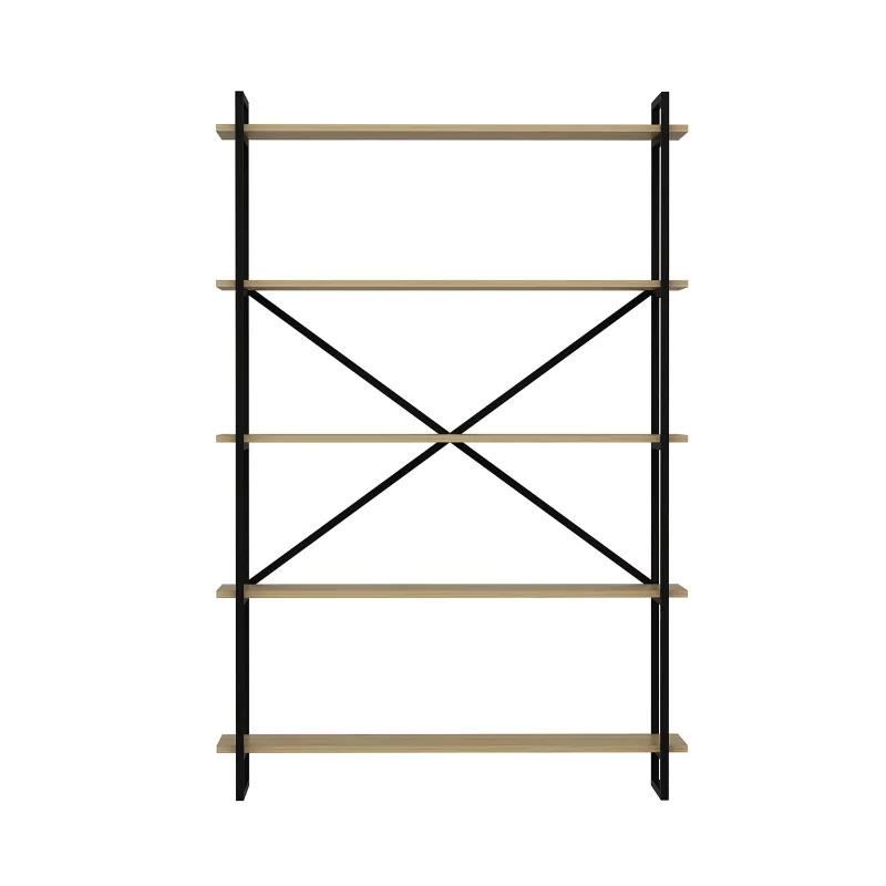 

Ada Home Decor ElstonIII 4 Tier Bookcase, Oak/Black