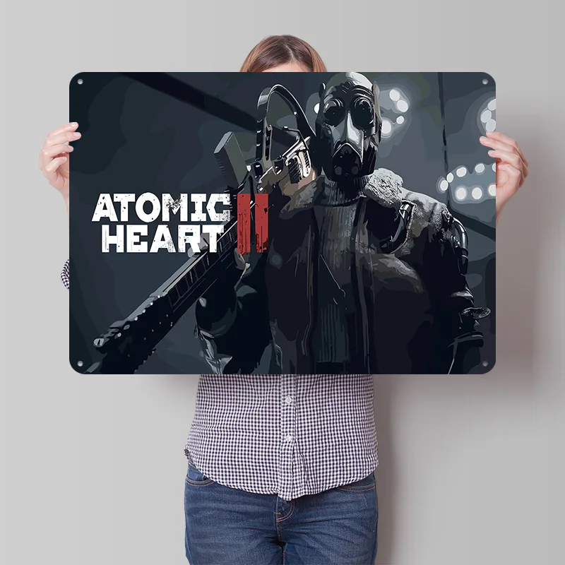 Фото Постер с иллюстрацией игры Atomic Heart II, ретро-дизайн, 3D-печать, металлические таблички, настенный декор, подарок для офиса, украшение для геймеров №1