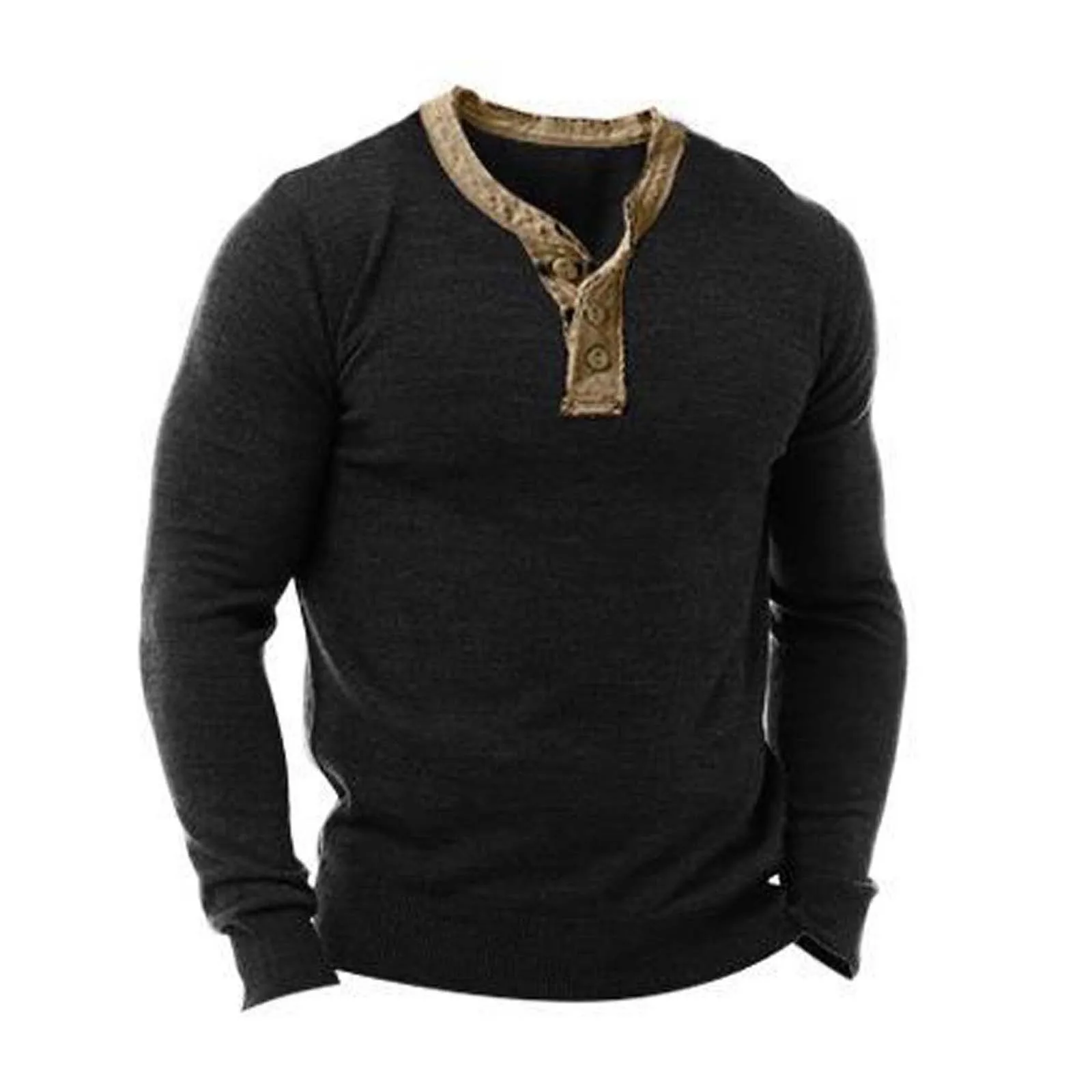 

Men'S Henley-Shirt O-Neck Long Sleeve T-Shirts Slim Fit Button V-Neck Tshirt Muscle Shirt Autumn Casual Tee Retro Basic Pullover