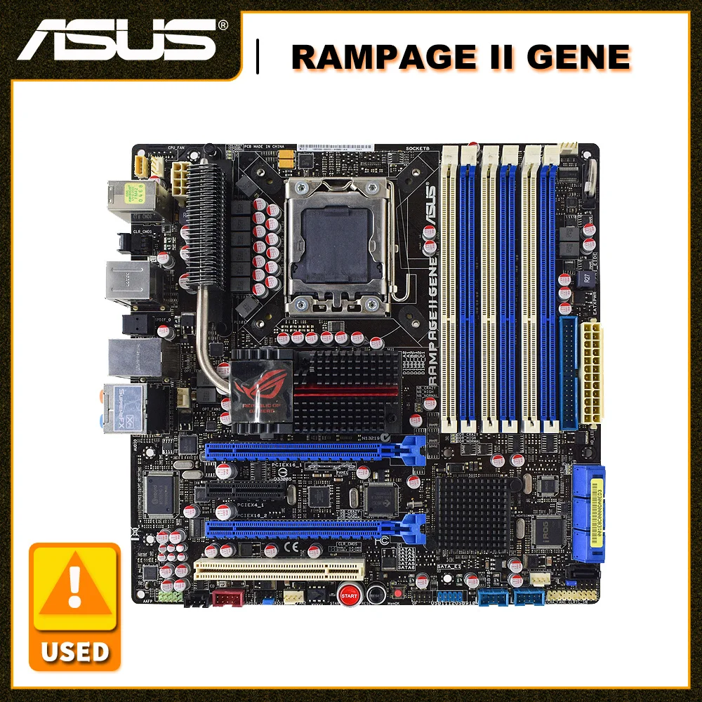 

ASUS Rampage II Gene Motherboard LGA 1366 Motherboard DDR3 24GB SATA II USB2.0 Intel X58 Micro ATX For Core i7 960 980 cpus