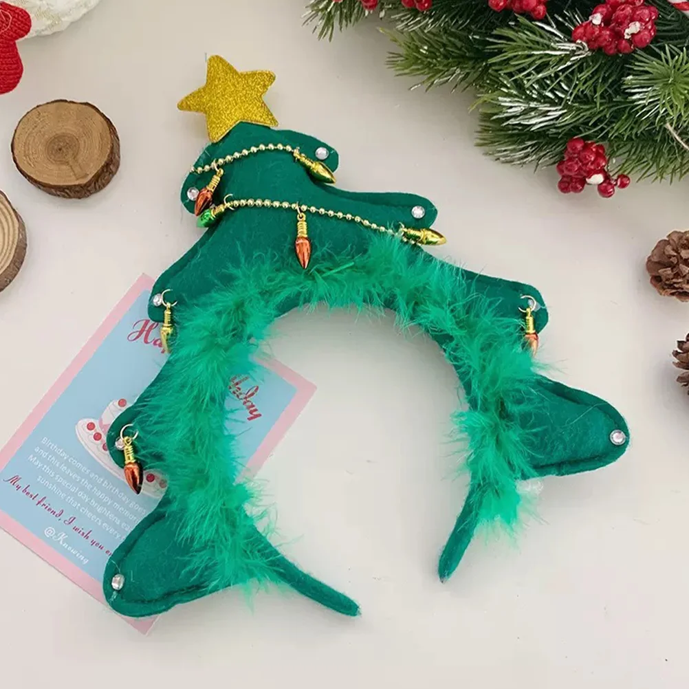 

Женская повязка на голову с рождественской елкой