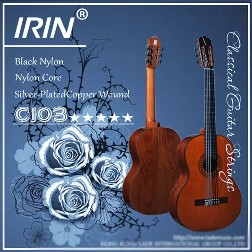

Струны для гитары C103 IRIN, нейлоновые черно-белые Струны для гитары, долговечные бронзовые классические Струны для гитары, 6 струн, 1 комплект
