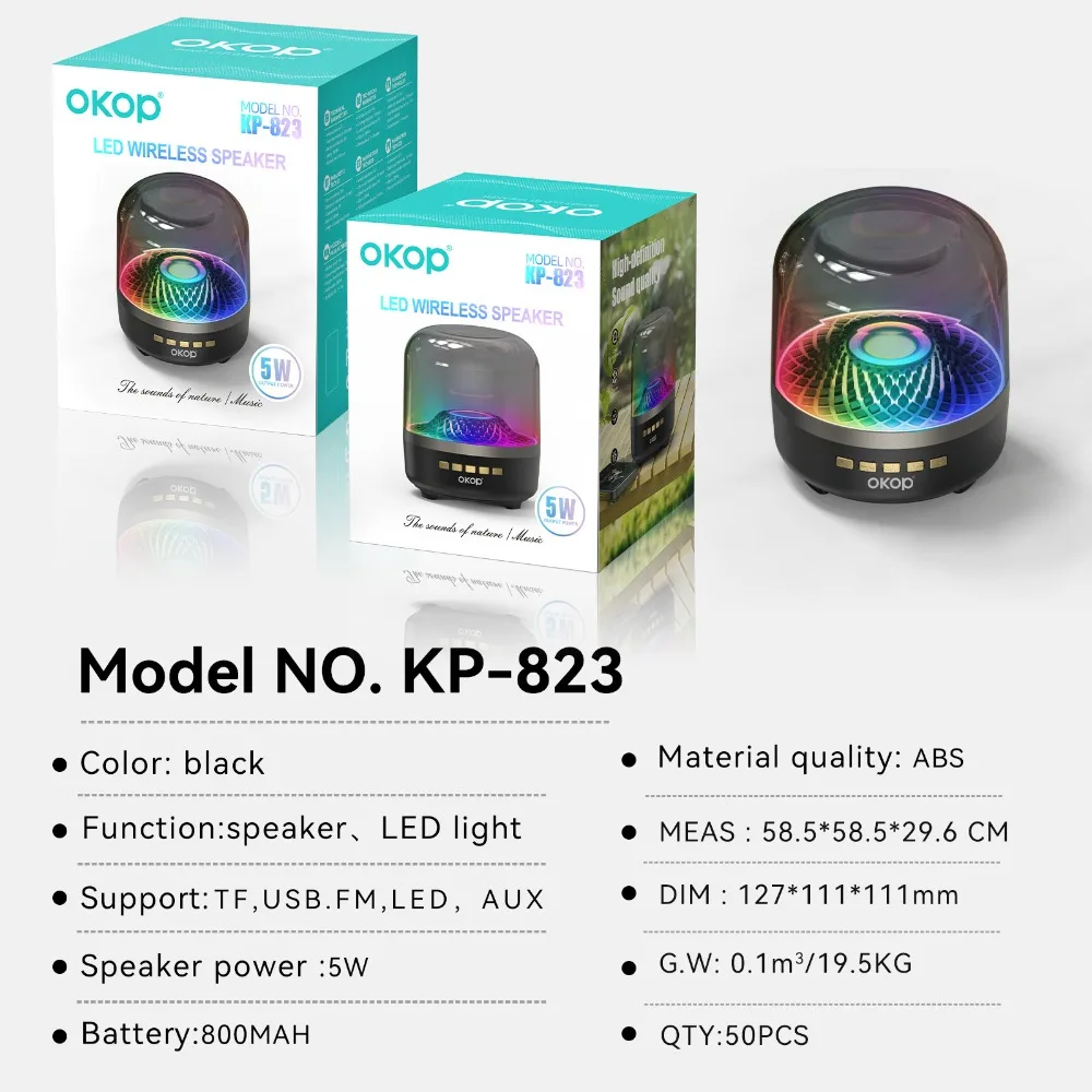 Bluetooth-динамик OKOP, беспроводной Bluetooth-аудио, домашний настольный RGB-ночник, сабвуфер, многофункциональный атмосферный динамик (art.: 3920d2af0002e) - 3920d2af0002e