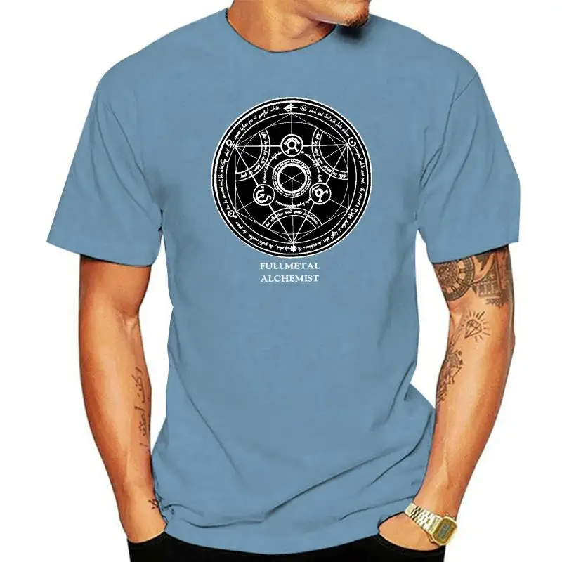 

Новая цельнометаллическая Мужская черная футболка с принтом алхимика Homonculus, размеры от S до 3Xl