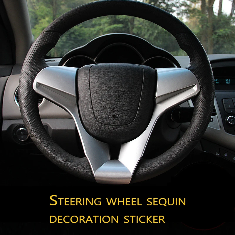 

1Pcs Car Steering Wheel Chrome Trim Sequins Cover Sticker For Chevrolet Cruze Trax Tracker Sedan Hatchback 2009-2015